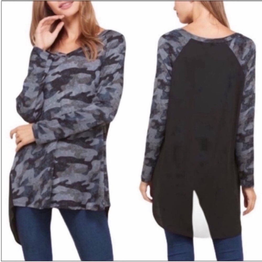 VISION camo tunic blouse top 2X black